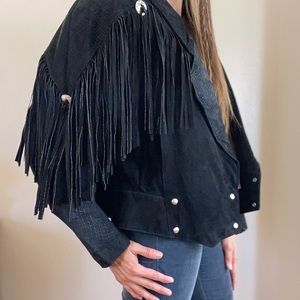 Gorgeous black leather fringe jacket